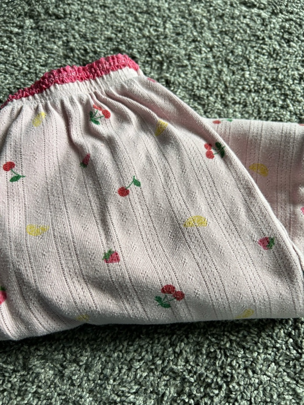 Girls' Pink Cherry & Lemon Print Pajama Bottoms